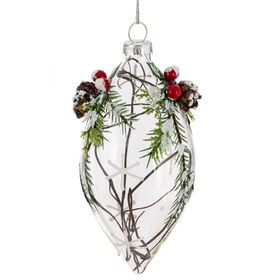 Украшение новогоднее "Капля" с декором, D 6 см, L6 W6 H12 см