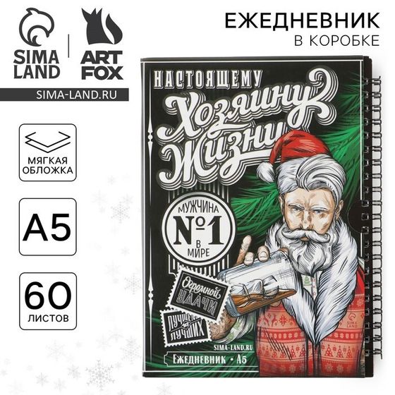 Новый год. Ежедневник в подарочной коробке «Хозяину жизни», А5, 60 листов, на гребне