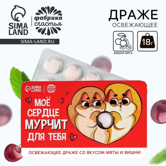 Драже освежающее «Мурчит для тебя», со вкусом мяты и вишни, 18 г.