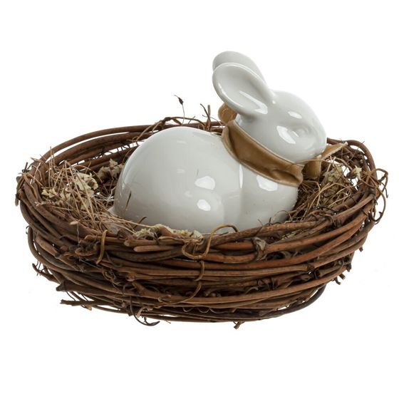Изделие декоративное &quot;Гнездо с зайчиком&quot;, L12 W12 H8 см