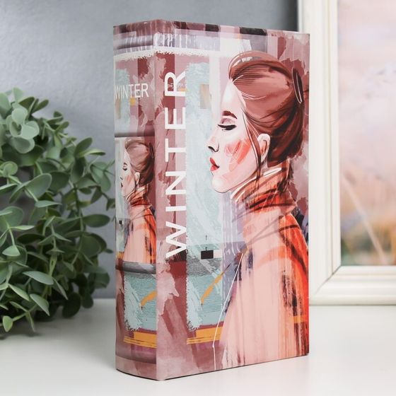 Шкатулка книга-сейф «Девушка-зима», дерево, искусственная кожа, 21×13×5 см
