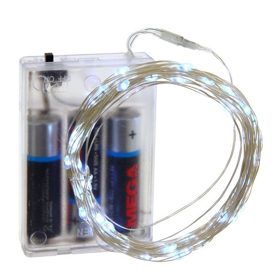 Электрогирлянда (3xAA, 60 бел LED, 1 реж свеч,серебр шнур), L600 W0,1 H0,2 см