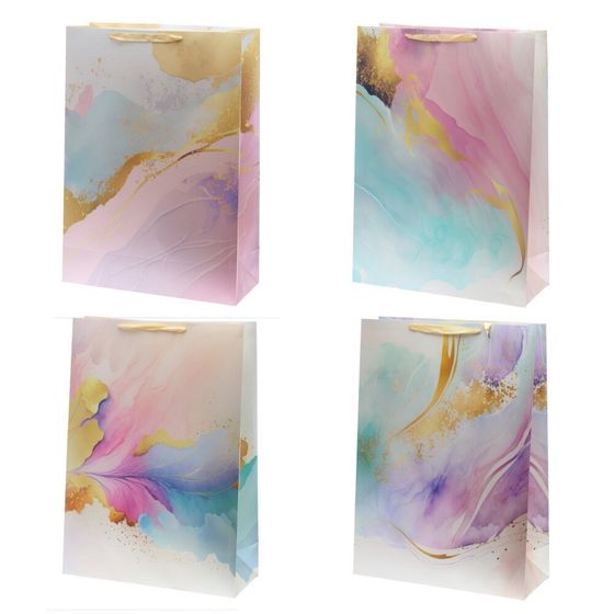 Пакет подарочный XXL (бумага 230г/м2, блок микс12шт), L50 W20 H70 см, 4в.