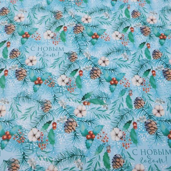 !09 Упаковочная бумага 4 листа на новый год «Зимняя», 70 х 100 см, глянцевая
