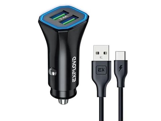Автомобильное З/У Exployd EX-Z-1449 2.4A USB Type-C чёрный