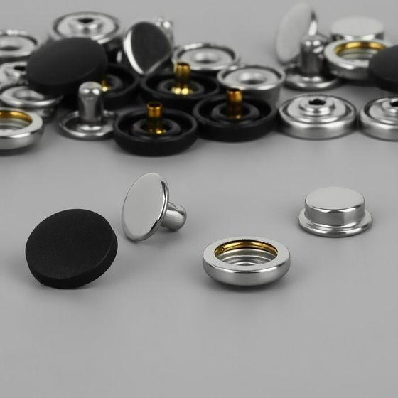Кнопки установочные, Дельта, d = 15 мм, 10 шт, цвет чёрный