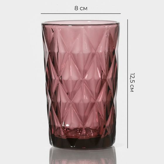 !09 Набор стаканов 6 штук «Круиз», 350 мл, 8×12.5 см, стекло, розовый