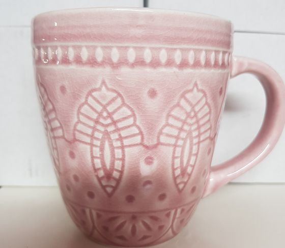 !09 Кружка "Узор" 350 мл каменный фарфор цвет розовый