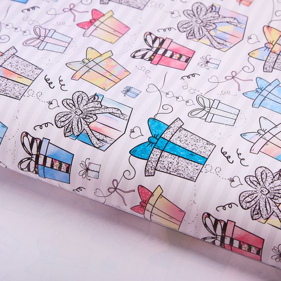 !09 Бумага упаковочная 2 листа глянцевая «Подарочки», 70 × 100 см