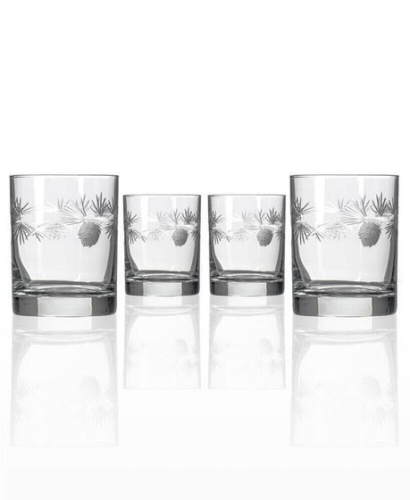 Icy Pine Double Old Fashioned Glass 13oz - Set of 4 Glasses