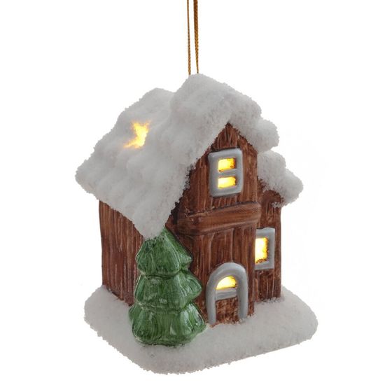 Фигурка декоративная подвесная &quot;Домик&quot; (подсветка, 2xLR44), L6 W6 H8 см, 2в.