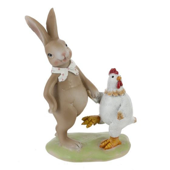 Фигурка декоративная "Заяц с курицей", L9,5 W5,5 H14 см
