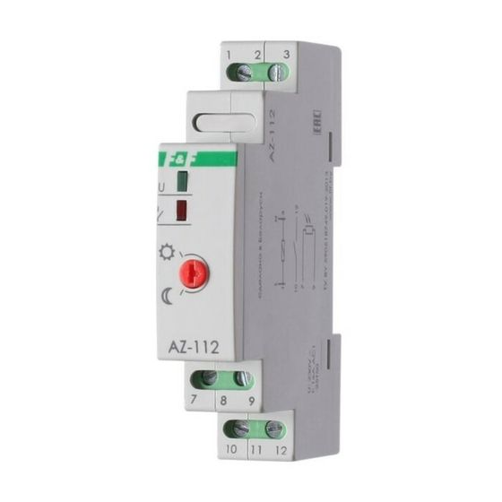 Фотореле AZ-112 (выносной герметичный фотодатчик монтаж на DIN-рейке 1 модуль 230В 16А) F&amp;F EA01.001.013