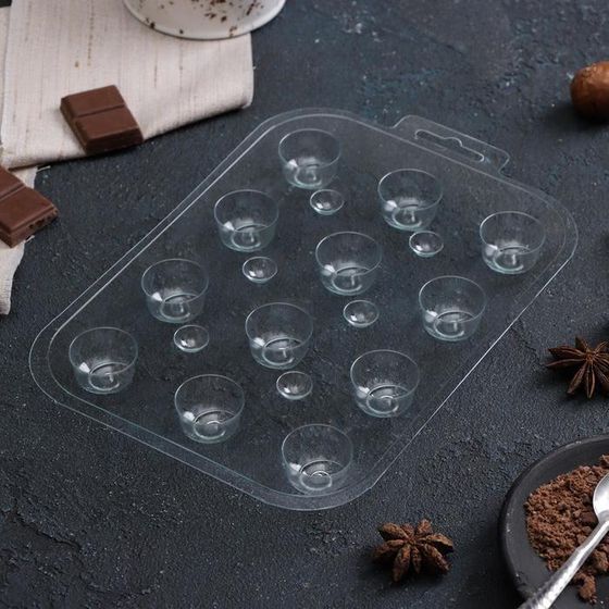 !09 НАБОР 2 ШТУКИ - Форма для шоколада и конфет «Круглые завитушки», 13×9,5 см, цвет прозрачный