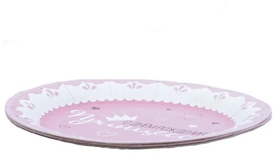 !09 Тарелка бумажная "С Днем Рождения! Принцесса" 23 см. 6 штук