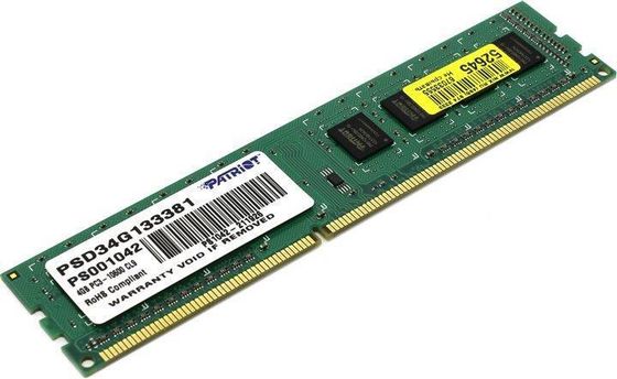 Память DDR3 4Gb 1333MHz Patriot PSD34G133381 RTL PC3-10600 CL9 240-pin 1.5В single rank Ret