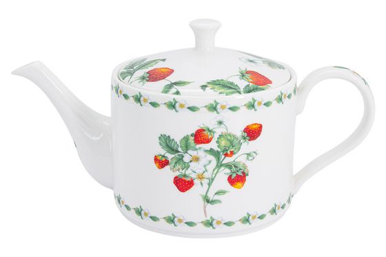 Чайник заварочный, 750 мл, фарфор F, белый, Земляника, Strawberry meadow