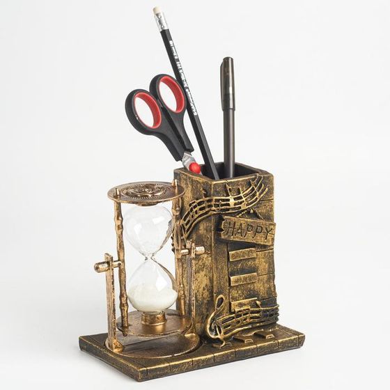 Песочные часы &quot;Ноты&quot;, сувенирные, с карандашницей, 14.5 х 8 х 13 см