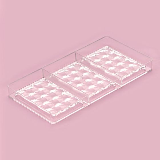 !09 Форма для шоколада «Плитка шоколада», 33×16.5×2.5 см, 3 ячейки 7.5×11.3 см, прозрачная