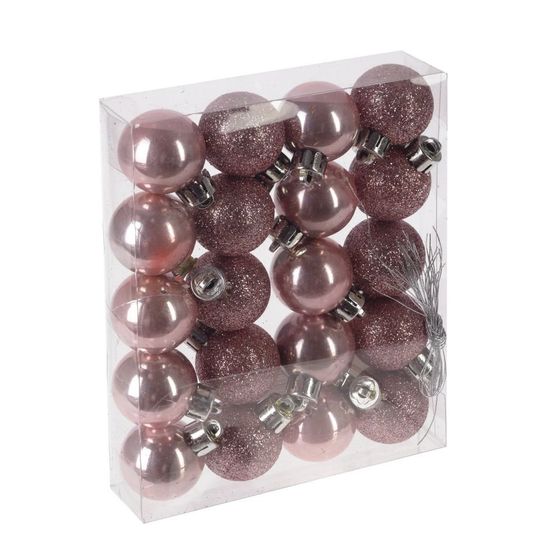 Набор из 20шт, Украшение новогоднее Шар "Снежок розовый", D3 см, L14,5 W12 H3 см