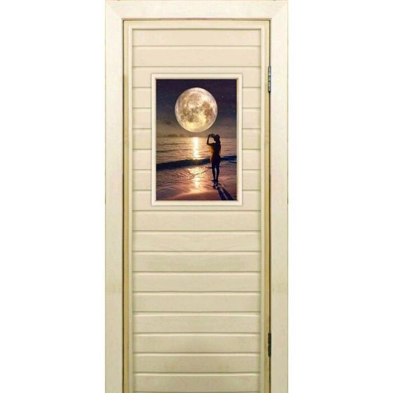 Дверь для бани со стеклом (40*60), &quot;Луна&quot;, 190×70см, коробка из осины
