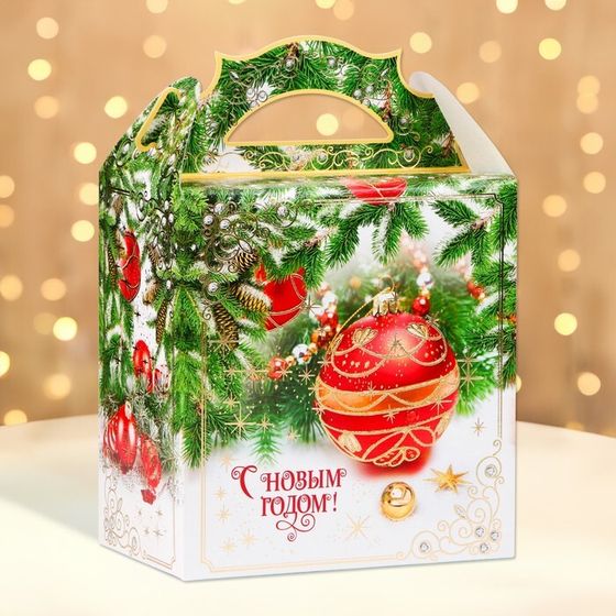 Коробка подарочная новогодняя Ларец &quot;Елочные игрушки&quot; 18,2 х 11,5 х 26 см.