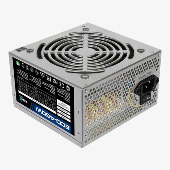 Блок питания 450W ATX Aerocool ECO-450W 12cm fan (20+4)pin (4+4)pin PCI-E 2xSATA 2xMolex FDD RTL