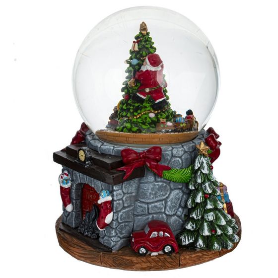 Фигурка декор в стекл шаре &quot;Елка&quot; (подсвет, муз, движ, 3хАА н/п) D12 см, L16 W14 H19,5 см