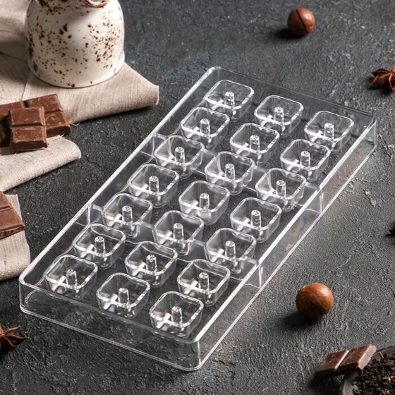 Форма для шоколада «Пончик в форме квадрата», 21 ячейка, 33x16,2 см
