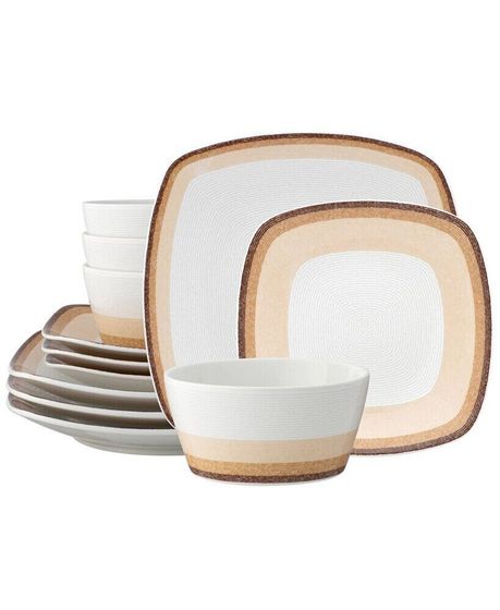 Colorscapes Desert Layers 12 Piece Square Dinnerware Set