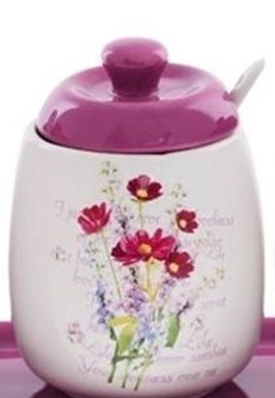 !09 Баночка для специй с ложечкой 13x12x12 см. керамика цвет сиреневый