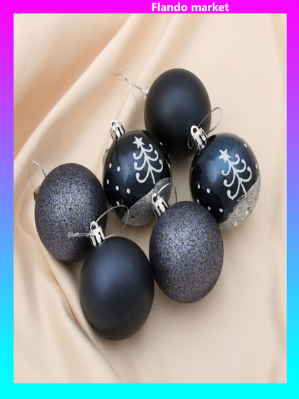 !09 Набор елочных шаров (набор 12 штук) "Перелив", d=6 см, цвет синий