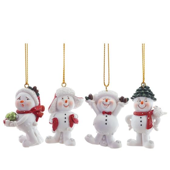 Фигурка декоративная подвесная "Снеговик", L3,5 W2,5 H5 см, 4в.