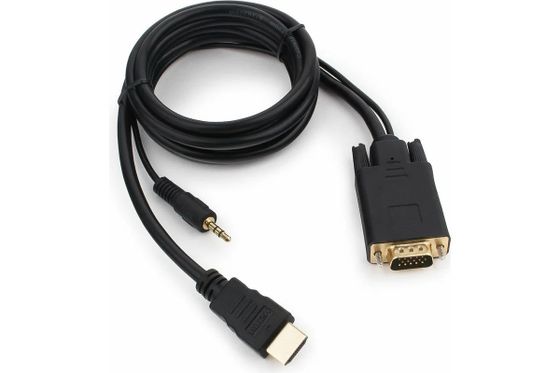 Кабель Cablexpert HDMI(m) - VGA(m) + 3.5Jack 1.8м черный (A-HDMI-VGA-03-6)
