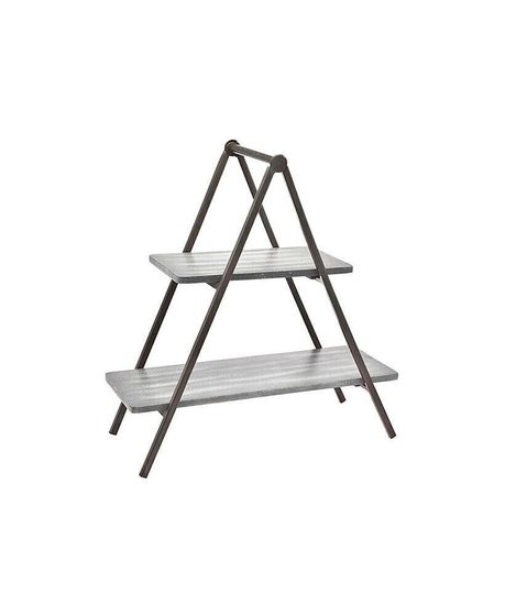 Grey Wash Wood &amp; Metal Two Tier Server