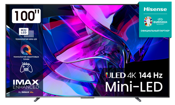 Телевизор QLED 100&quot; Hisense 100U7KQ Smart TV черный 4K Ultra HD