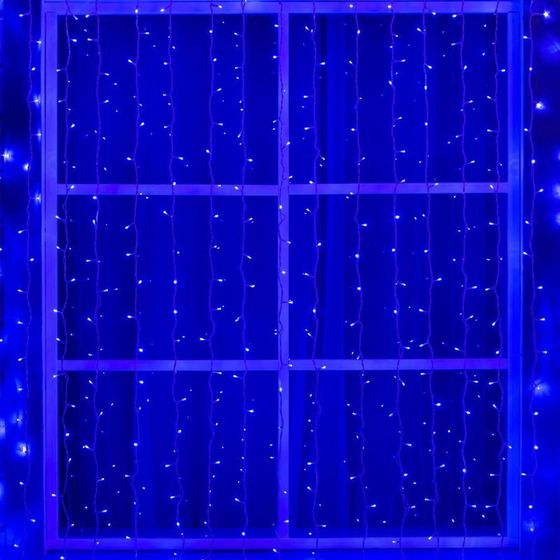 УЦЕНКА Гирлянда «Занавес», 2×3 м, IP44, УМС, 760 LED, 220 В, белая нить, свечение синее