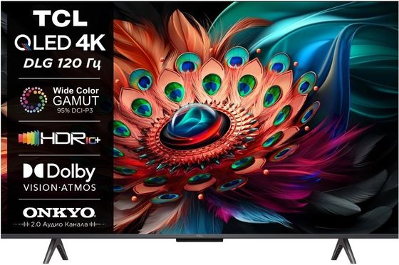 Телевизор QLED 43&quot; TCL 43С655 черный 4K UHD SmartTV безрамочный