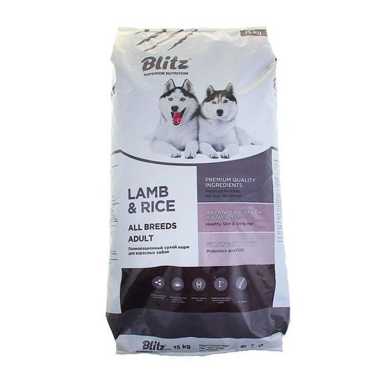 Сухой корм Blitz Lamb&amp;Rice Adult для собак, 15 кг.