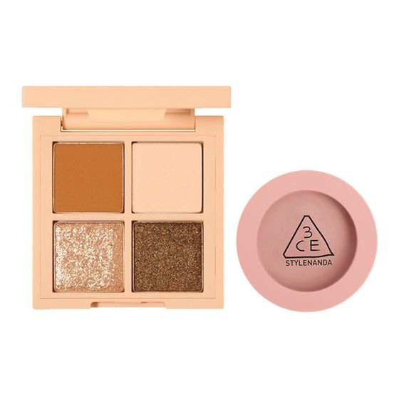 3CE Quad Eye Shadow Blush Makeup Sets Easy-to-Blend Complexion Brightening Skin Tone Two-Piece Set