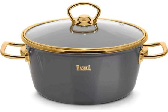 Кастрюля Rashel Grand R0824 4,5л стек.кр графитовый/золотистый