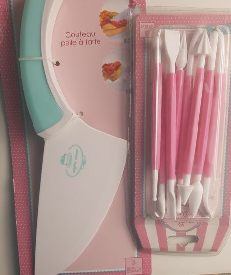 !09 Набор для кондитера 2 предмета: Лопатка-нож 2 в 1 для торта + Набор кондитерских инструментов 8 штук цвет микс