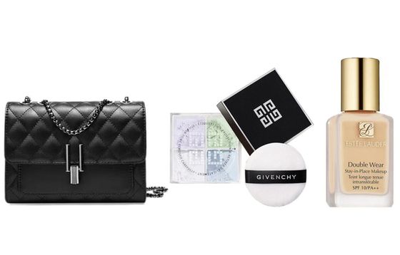 GIVENCHY Star Quad Grid DW Liquid Foundation Makeup Sets Complexion Concealing Setting 2-Piece Set+Chanel-Inspired Bag