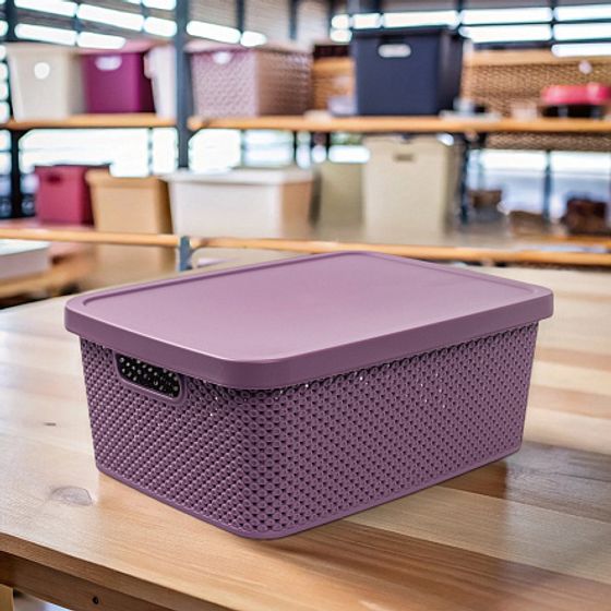 Коробка для хранения DIAMOND фиолетовая M 13л с крышкой