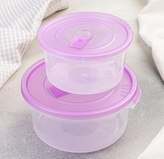 Набор контейнеров СМАЙЛ 0.40.81.4л для СВЧ круглые