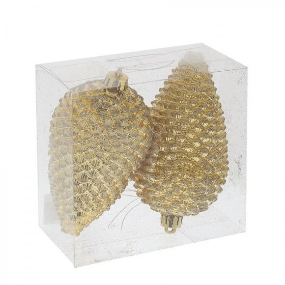 Набор из 2шт Украшение новогоднее &quot;Шишка&quot;, L12 W7 H12 см
