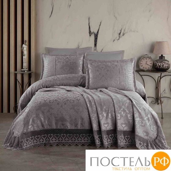 S5226/01 Покрывало EFOR Pique Bedspread MERYEM (240*260) с наволочками антрацит ANTRASIT