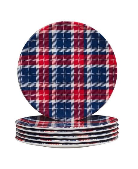 Patriotic Plaid Melamine Salad Plate, Set of 6