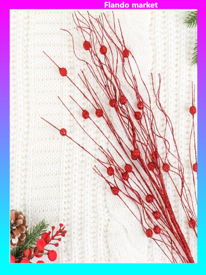 !09 Набор из 2-х изделий - Декор "Блеск" ветка с шариками, 72 см, цвет красный