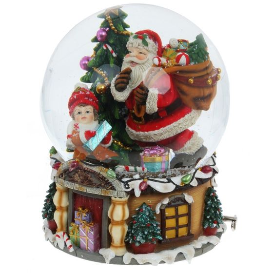 Фигурка декор в стекл шаре &quot;Санта&quot; (муз с ключ), D 15 см, L15 W15 H19 см